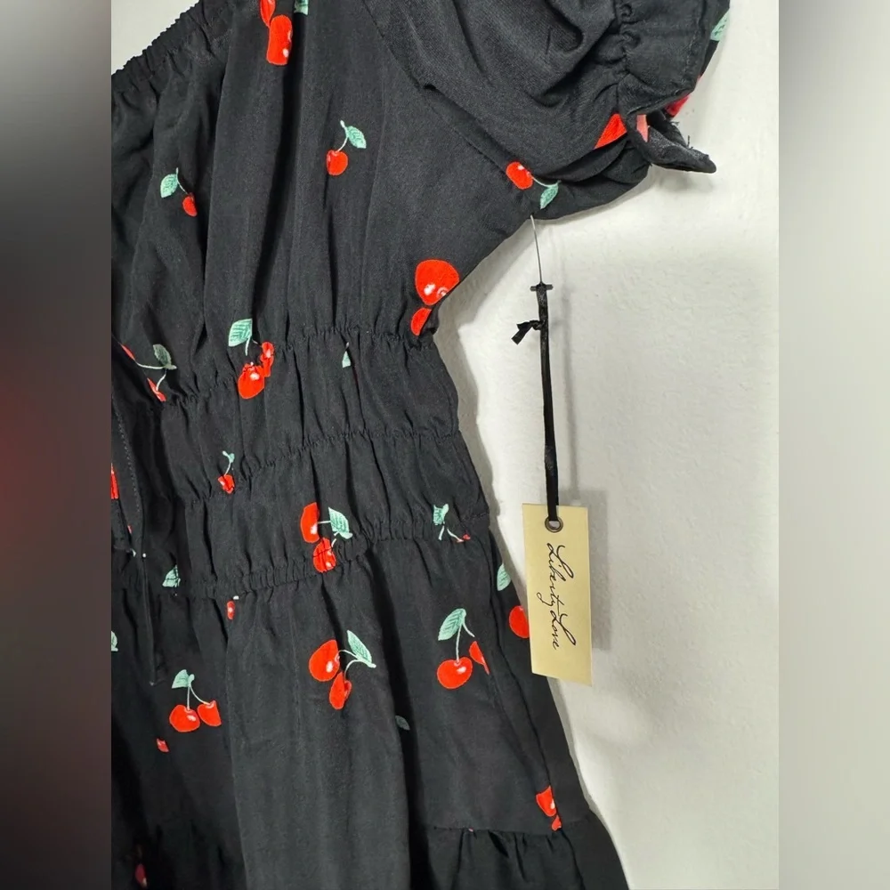 Black Cherry Print SunDress Mini Dress NWT - Picture 7 of 11